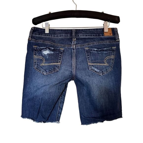 American Eagle Favorite Boyfriend Cut Off Bermuda Dark Blue Denim Shorts Size 6 - Picture 8 of 8